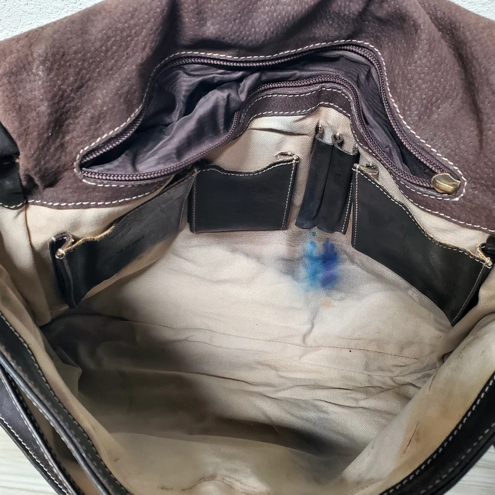 Cole Haan Brown Leather Messenger Bag with Adjustable Strap